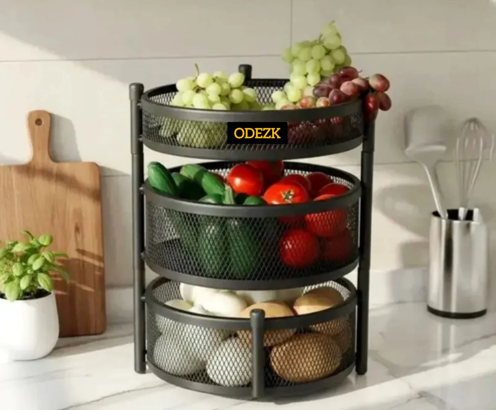 نمای 1 — سبد پیاز  3طبقه  گرد اکونومی  ODEZK بدون چرخ کد 7010