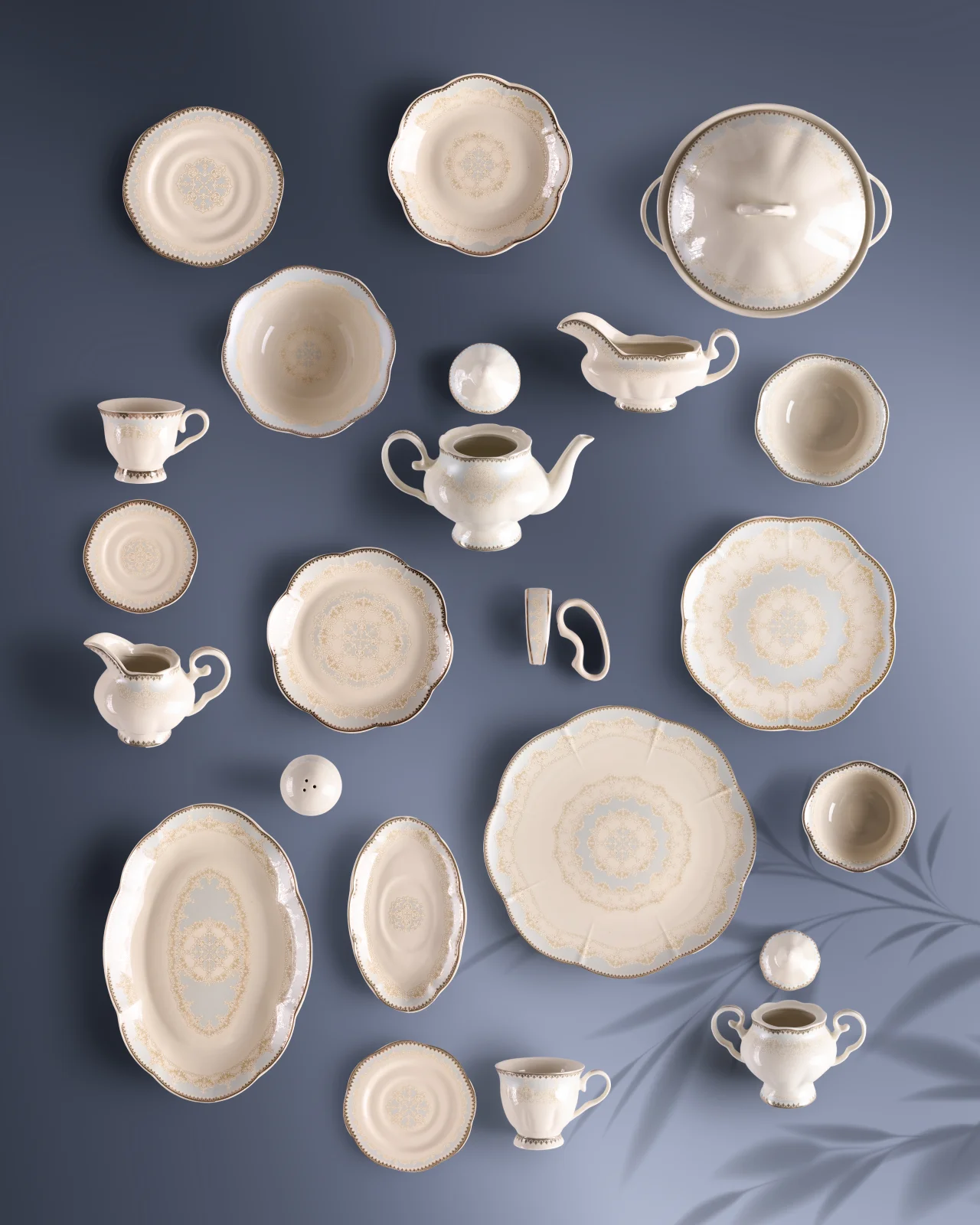 نمای 1 — والاس 110پارچه(57+53) 12نفره کد5509B طلایی