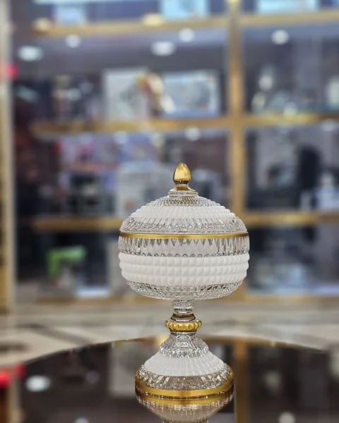 سرویس پذیرایی 46پارچه HRT اکلیلی سفید خط طلا کد 6602
